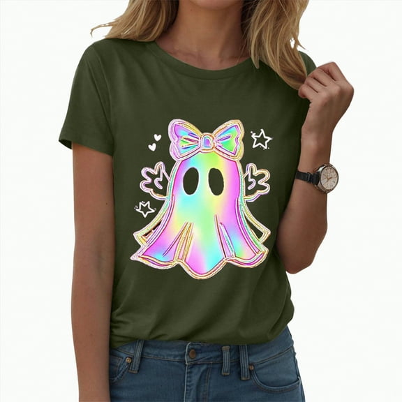 CAUYDY Skeleton Halloween Shirt Women Vintage Skull Graphic Shirts Funny Short Sleeve Tops(Z01-AG,XXL)