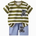thumbnail image 1 of CAUYDY Toddler Baby 4T 5T 6T Newborn Little Boy Little Girl Summer Pajamas Kids Outfit 2Pcs Soft T-Shirt + Comfy Elastic Shorts 9M 12M 18M Child Loungewear (Sizes 2-3 Years,D1-AG), 1 of 6