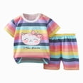 thumbnail image 1 of CAUYDY Toddler Baby 5T 6T 7T Girl Boy Summer Pajamas Kids Clothes 2Pcs Breathable Graphic T-Shirt & Elastic Shorts 3-9M 9-12M 12-18M Child Sleepwear (Sizes 18-24 Months,F2-Light Purple), 1 of 4