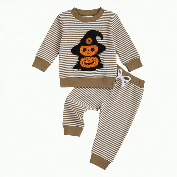 CAUYDY Toddler Baby Boy Fall Clothes Trucks Print Long Sleeve Shirt Tops Plaid Elastic Waist Pants Set Fall Outfits 2Pcs(Brown,12-18 M)