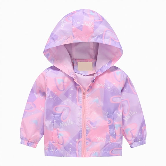 CAUYDY Toddler Baby Boys Girls Hooded Jacket Windbreaker Lightweight Dinosaur Print Coat Autumn Long Sleeve Windproof Outwear(L101-Light Purple,2-3 Y)