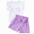 thumbnail image 1 of CAUYDY Toddler Baby Girl Clothes Cute Outfits Girls Linen Bow Tank Tops Ruffle Shorts Set Spring Summer Clothes for 2T 3T 4T Kids 2Pcs Pajamas Set (Sizes 5-6 Years,H03-Purple), 1 of 6