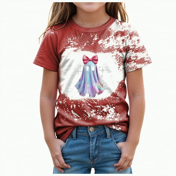 CAUYDY Toddler Baby Girl Halloween T-Shirts Cutest Pumpkin in The Patch Graphic Shirts Kid Short Sleeve Tees Vintage Top(Brick Red,7-8 Y)