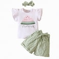 thumbnail image 1 of CAUYDY Toddler Baby Girl Summer Clothes Ruffled Sleeve Ribbed Knit T-Shirt Tops Cute Floral Shorts Set 2Pcs Outfits 2-8Y Girls Summer Set 1-4 Years (Sizes 12-18 Months,H03-Green), 1 of 8
