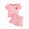 thumbnail image 1 of CAUYDY Toddler Baby Girl Summer Clothes Set Kid Outfits Short Sleeves T-Shirt Tops + Shorts Cute Outfits Set For Kids Summer Outfits 6-12 Months 2t 3t 4t 5t (Sizes 6-9 Months,H03-Red), 1 of 6