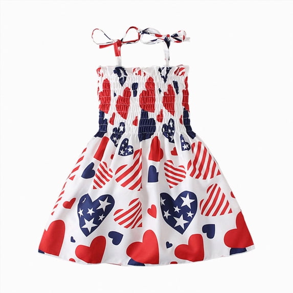 CAUYDY Toddler Baby Girls 4th of July Clothes Children Outfit Stars Stripes Sleeveless Dress Independent's Day Suits for Kids 1T 2T 3T 4T 5T 6T 7T (Sizes 2-3 Years,Watermelon Red)