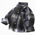 thumbnail image 1 of CAUYDY Toddler Boy Flannel Plaid Shirt Kids Long Sleeve Button Down Jacket Lapel Pocket Top Regular Fit Casual Fall Clothes(L101-Black,12-18 M), 1 of 5