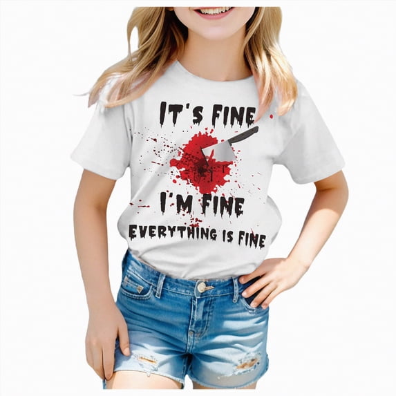 CAUYDY Toddler Boy Girls Halloween Shirt Pumpkin Ghost Tops Kids Outfits Short Sleeve Tshirt(A01-Red,6-7 Y)