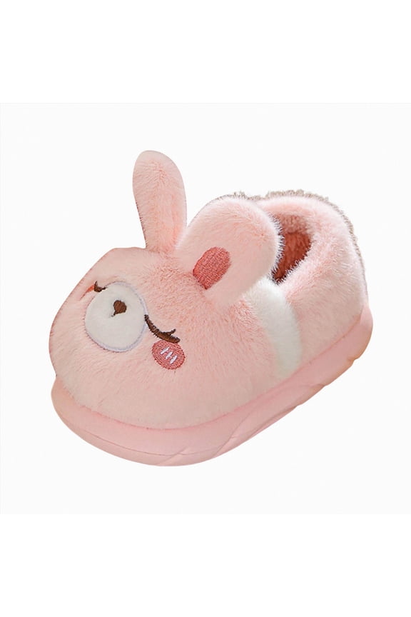 Toddler Boys Girls Cute Panda Cartoon Slippers with Memory Foam Kids Plush Warm Winter House Shoes(L101-Pink,10)