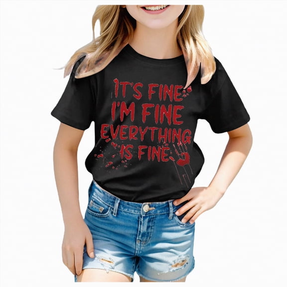 CAUYDY Toddler Boys Girls Halloween Shirt Skeleton Ghost T-Shirts Boo Tees Spooky Tops Short Sleeve( Red,10-11 Y)