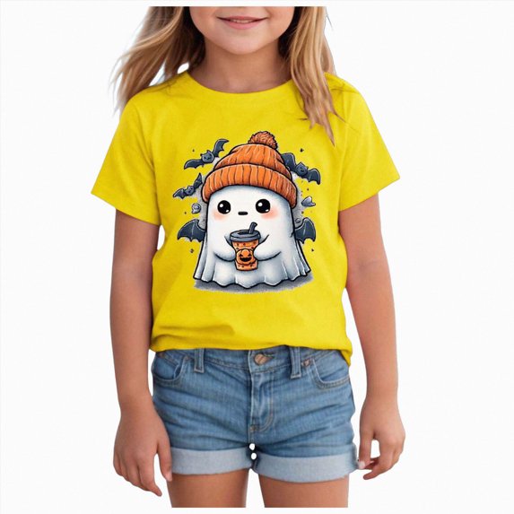 CAUYDY Toddler Boys Girls Halloween T-Shirt Fun Graphic Shirts Kid Graphic Tees Spooky Season Outfits Fall TopsHot Pink,9-10 Y
