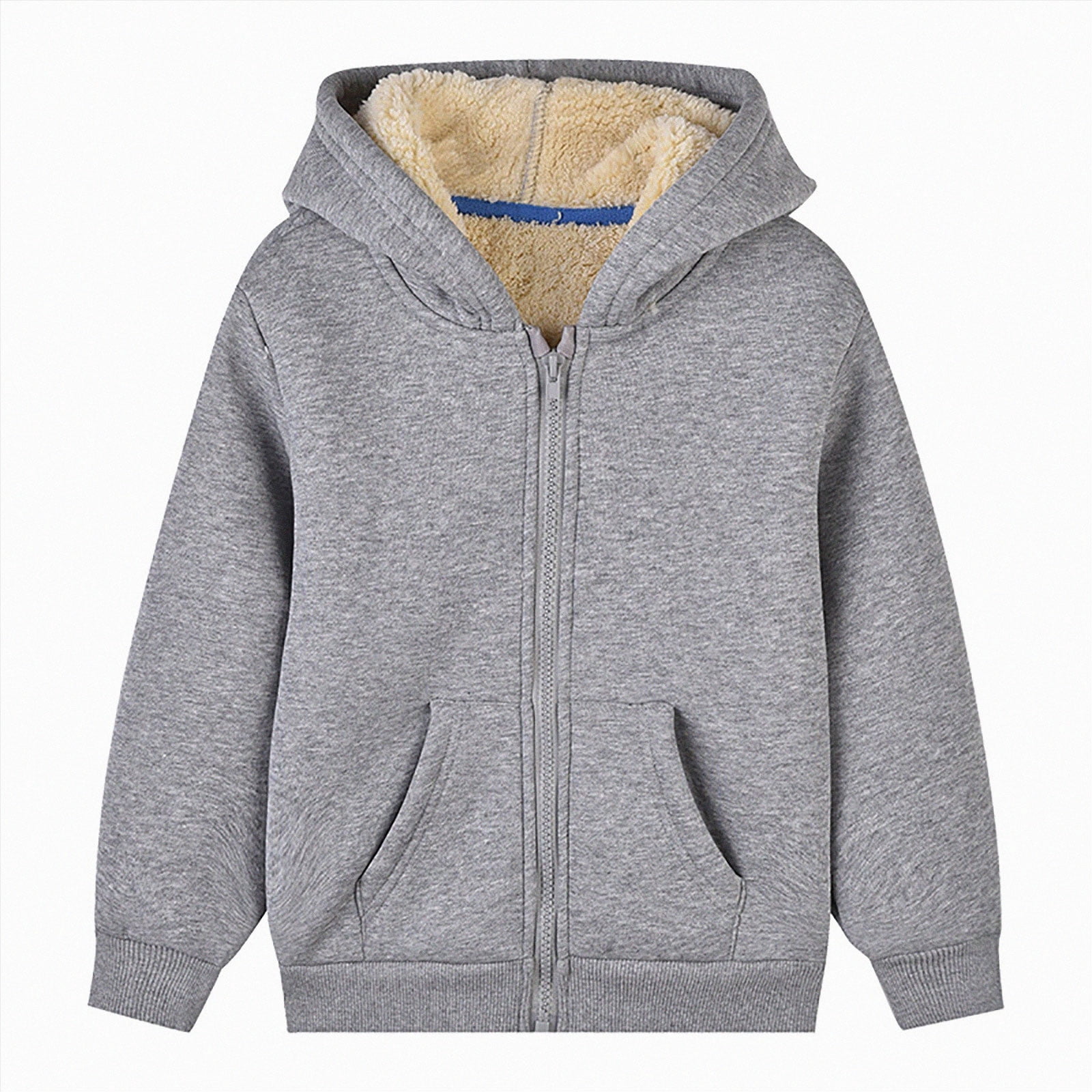 CAUYDY Toddler Children Basic Solid Zip Hooded Sweatshirt Plush Sherpa ...