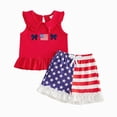 thumbnail image 1 of CAUYDY Toddler Girl 4th Of July Outfit American Flag Short Sleeve Shirt Patriotic Clothes Set 3 6 12 18 24 Months 2T 3T 4T (Sizes 2-3 Years,White), 1 of 4