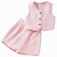 thumbnail image 1 of CAUYDY Toddler Girl Clothes 2Pcs Baby Girl Summer Outfits Ruffle Sleeveless Shirts Floral Tops + Shorts Clothing Set Kids Girl 1-5T T-Shirt Set (Sizes 9-10 Years,F02-Pink), 1 of 7
