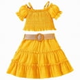 thumbnail image 1 of CAUYDY Toddler Girl Clothes Baby Summer Outfits Sleeveless Halter Top Ruffle Short Set Cute Kids Clothes Girls Spring Summer Clothes Set (Sizes 2-3 Years,H03-Yellow), 1 of 9