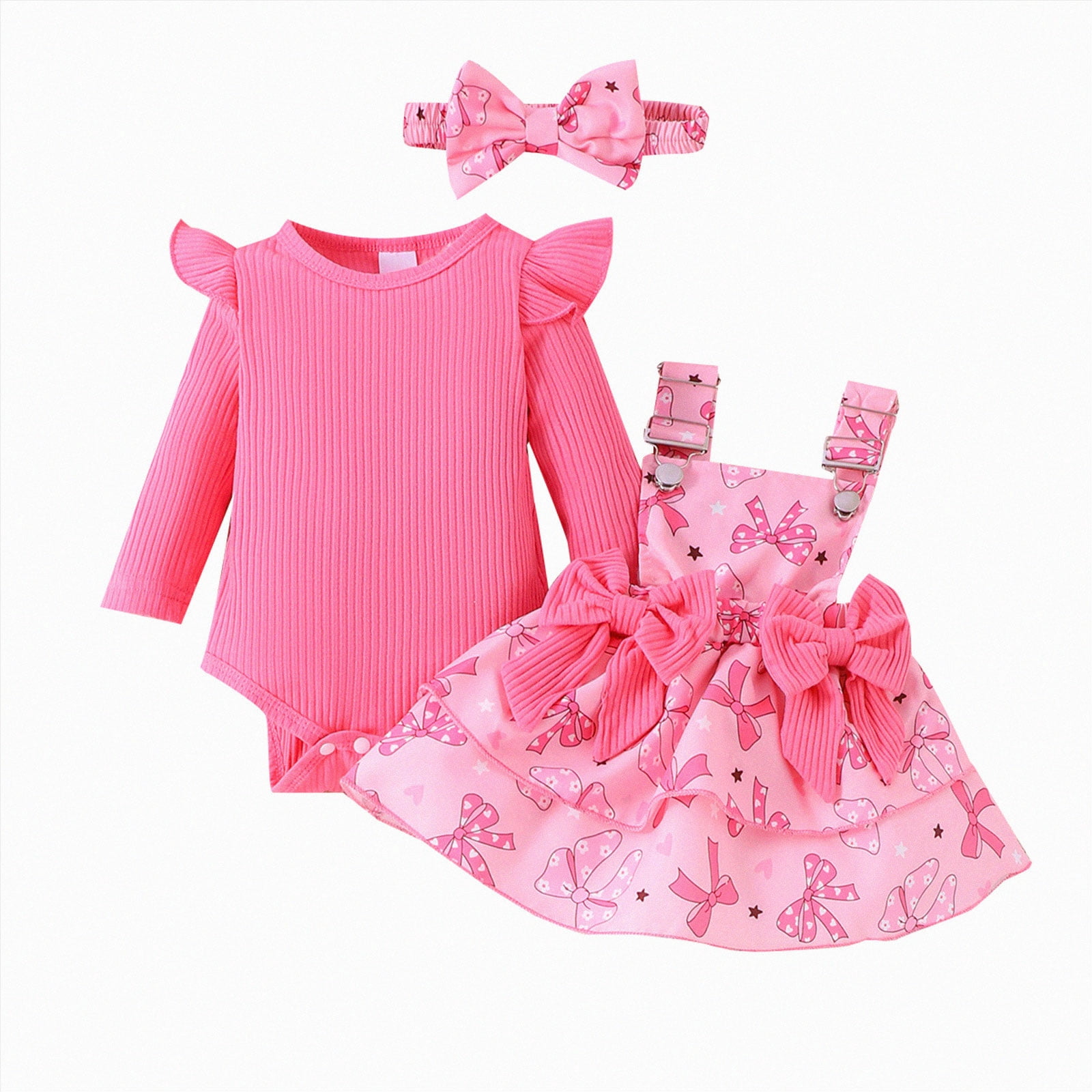 CAUYDY Toddler Girls 3 Piece Houndstooth Outfit Ruffle Long Sleeve Top ...