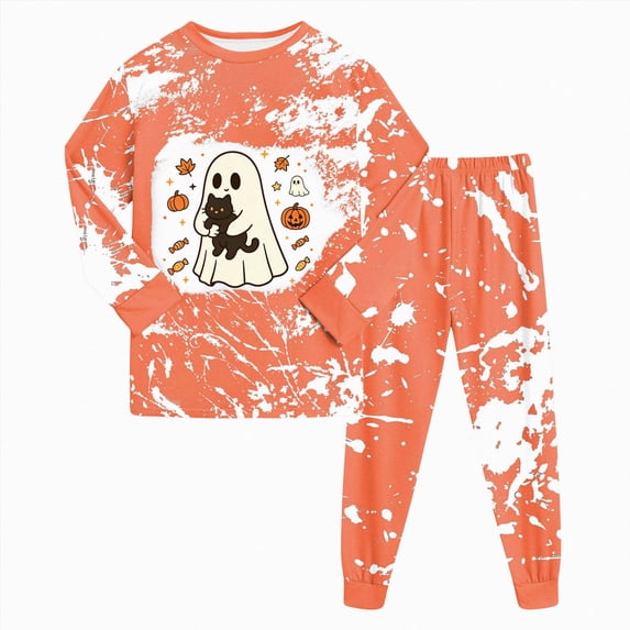 CAUYDY Toddler Girls Boys Halloween Pumpkin Pajamas Pjs for Boy Jammies Long Sleeve Top and Pant Sleepwear Clothes Sets,3-4 Y