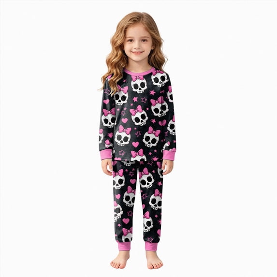 CAUYDY Toddler Girls Boys Halloween Skeleton Pajamas Sets Kids Cute Pumpkin Sleepwear Boys Halloween Ghost 2 Pcs PJS,6-7 Y