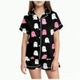 thumbnail image 1 of CAUYDY Toddler Halloween Pajamas Baby Girl Boy Funny Ghost Print Silk Pjs Sleepwear Nightwear Loungewear Pj Set(Z02-Pink,6-7 Y), 1 of 5