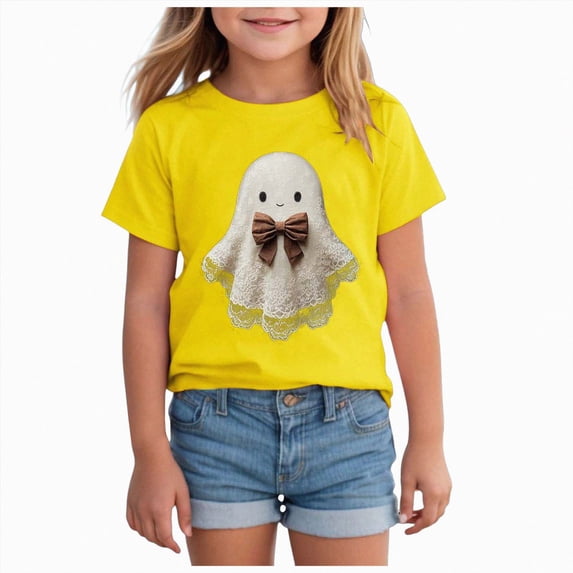 CAUYDY Toddler Little Girl Boy Halloween Shirt Kid Graphic Print Tshirt Short Sleeve Tee Top,3-4 Y