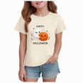thumbnail image 1 of CAUYDY Toddler Pajama Girls Halloween Short Sleeve Top Sleepwear Cute Pumpkin Ghost Print Kids Loungewear Sizes 1-2 Years, 1 of 6
