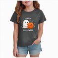 thumbnail image 1 of CAUYDY Toddler Pajama Girls Halloween Short Sleeve Top Sleepwear Cute Pumpkin Ghost Print Kids Loungewear Sizes 3-4 Years, 1 of 6