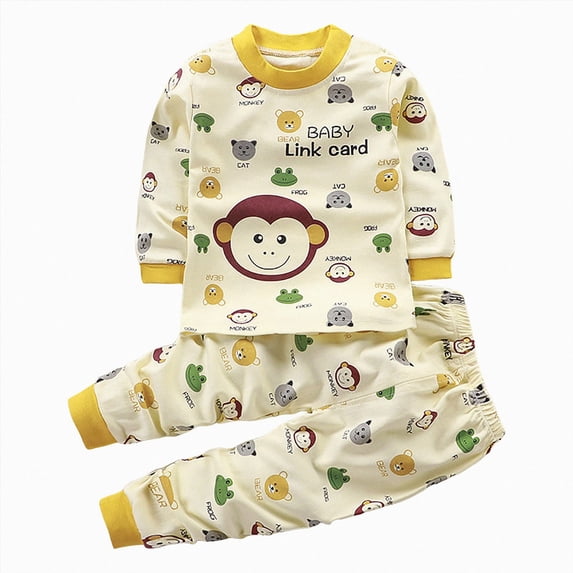 CAUYDY Toddler Pajamas Cotton Kids Pajamas for Boys Girls Long Sleeve Pajama Set 2 Piece Snug Fit Pjs Set(L101-Light Yellow,2-3 Y)