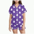 thumbnail image 1 of CAUYDY Toddlers Halloween Pajamas Baby Kids Boy Girl Pumpkin Pajama Set Ghost Pjs Jammies Button Down Lounge Sleepwear(Purple,10-11 Y), 1 of 5
