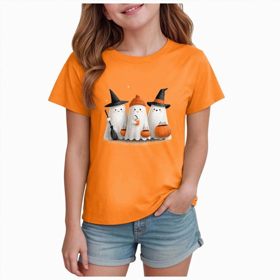 CAUYDY Toddlers Halloween Pajamas Short Sleeve Shirt Baby Kids Girl Ghost Pjs Jammies Lounge Sleepwear Sizes 7-8 Years