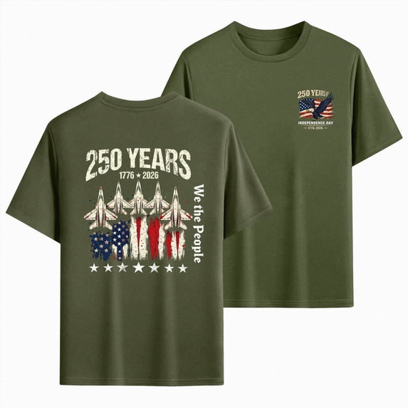 CAUYDY USA Flag Shirt for Men 1776 American Patriotic T-Shirt 4th of July We The People Tee Tops 250 Years Birthday Patriotic(L101-AG,XL)