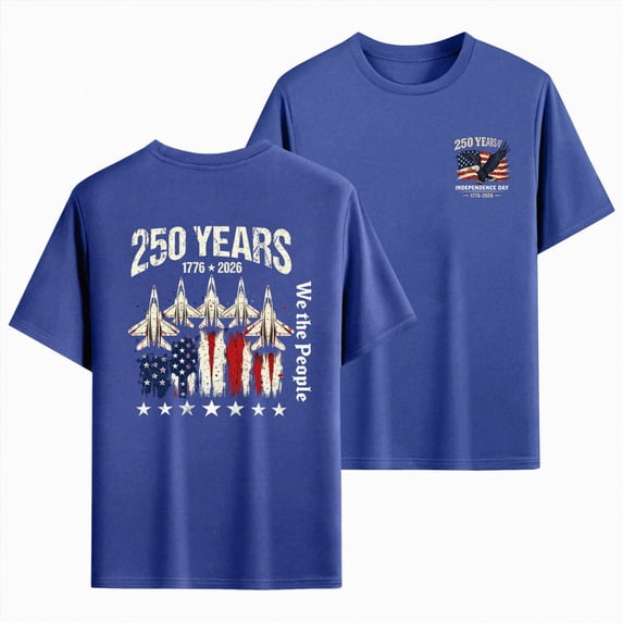 CAUYDY USA Flag Shirt for Men 1776 American Patriotic T-Shirt 4th of July We The People Tee Tops 250 Years Birthday Patriotic(L101-Blue,S)