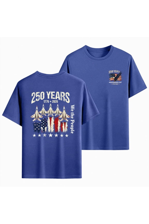 USA Flag Shirt for Men 1776 American Patriotic T-Shirt 4th of July We The People Tee Tops 250 Years Birthday Patriotic(L101-Blue,S)