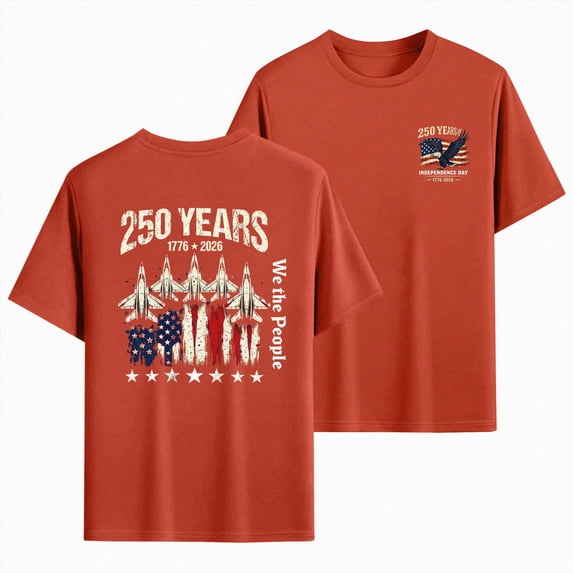 CAUYDY USA Flag Shirt for Men 1776 American Patriotic T-Shirt 4th of July We The People Tee Tops 250 Years Birthday Patriotic(L101-Red,M)