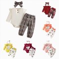 thumbnail image 1 of CAUYDY Western Baby Girl Clothes Set Long Sleeve Romper Pants Headband 3-Piece Fall Winter Outfits Christmas Gift for Newborn 0 3 6 9 12 18 Months White Sizes 12-18 Months, 1 of 9