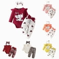 thumbnail image 1 of CAUYDY Western Baby Girl Clothes Set Long Sleeve Romper Pants Headband 3-Piece Fall Winter Outfits Christmas Gift for Newborn 0 3 6 9 12 18 Months Wine Sizes 0-3 Months, 1 of 5