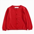 thumbnail image 1 of CAUYDY Western Girls Winter Warm Cardigan Sweater, Long Sleeve Button Knit Back to School Clothing for Kids Red Sizes 7-8 Years, 1 of 5