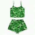 thumbnail image 1 of CAUYDY Women Pumpkin Print Pajama Set - Halloween Tank Top High Waist Shorts Loungewear Cute Sleepwear(Light Green,M), 1 of 8