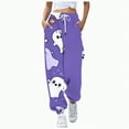 thumbnail image 1 of CAUYDY Women's Halloween Graphic Print Elastic Waist Sweatpants Gothic Punk Casual Long Pant Joggers(Purple,XXL), 1 of 4
