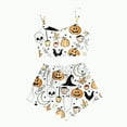 thumbnail image 1 of CAUYDY Womens Halloween Pajamas Short Set Pumpkin Skeleton Spooky Printed Top and Shorts Sleeveless Sleepwear(A01-Beige,XXL), 1 of 4