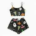 thumbnail image 1 of CAUYDY Womens Halloween Pajamas Short Set Pumpkin Skeleton Spooky Printed Top and Shorts Sleeveless Sleepwear(A01-Black,L), 1 of 4