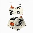 thumbnail image 1 of CAUYDY Womens Halloween Pajamas Short Set Pumpkin Skeleton Spooky Printed Top and Shorts Sleeveless Sleepwear(A01-Light Gray,L), 1 of 4