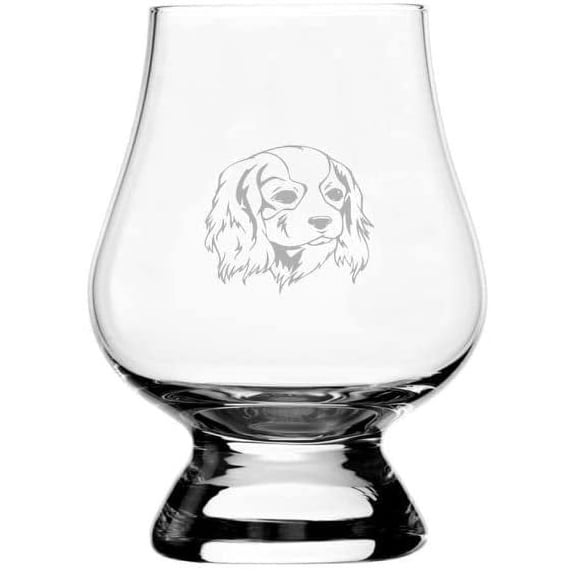 CAVALIER KING CHARLES SPANIEL Dog Themed Etched 2.5oz Glencairn Wee Whisky Glass