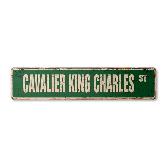 CAVALIER KING CHARLES Vintage Plastic Street Sign dog purebred pet lover animal | Indoor/Outdoor | 30" Wide