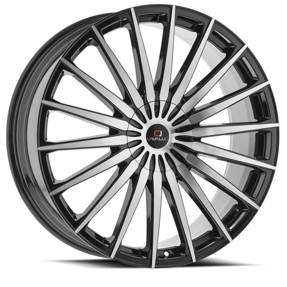 CAVALLO CLV-34 22X9.5 6X135 +25ET 108CB GLOSS BLACK & MACHINED WHEEL