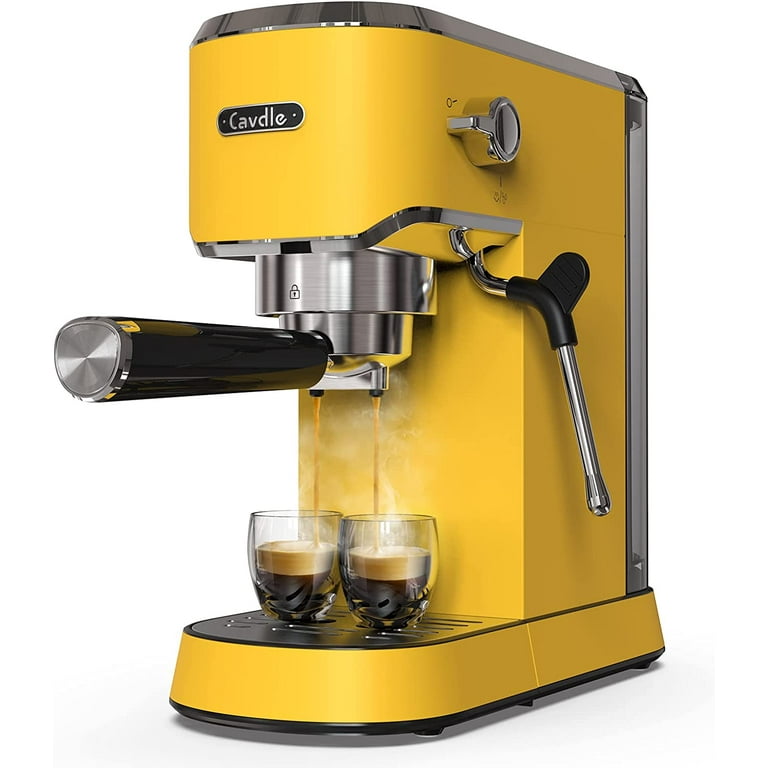 CAVDLE Yellow Espresso Machine 20 Bar with Italian Pump Milk