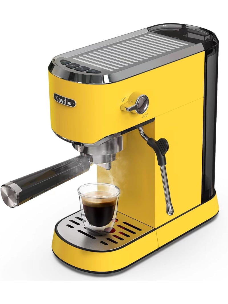 CAVDLE Yellow Espresso Machine 20 Bar with Italian Pump Milk