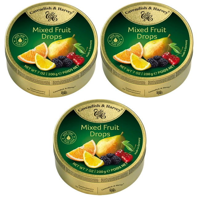 CAVENDISH & HARVEY Mixed Fruit Hard Candy Drops 7 oz (3 PACK). Made in
