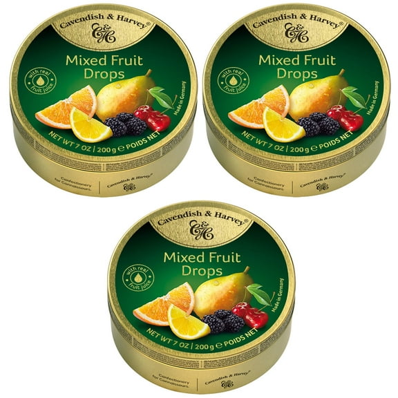 CAVENDISH & HARVEY Mixed Fruit Hard Candy Drops 7 oz (3 PACK). Made in Germany