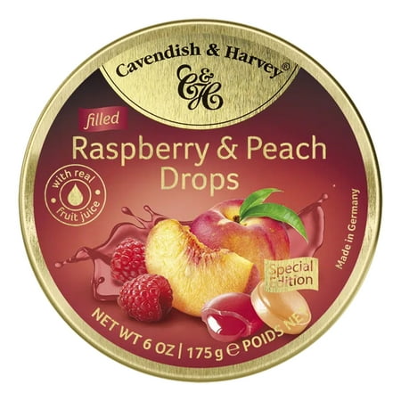 CAVENDISH & HARVEY Raspberry & Peach Filled Candy Drops 6 oz/ 175g