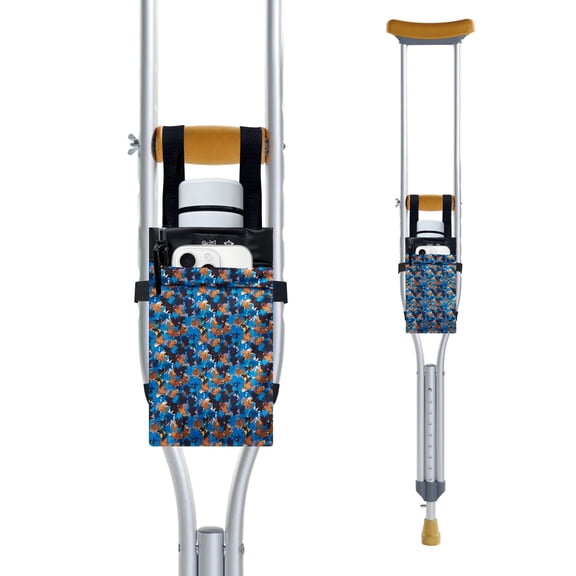 CAVENDY Crutches Bag Waterproof Storage Organizer Tote Bag -Lightweight Pouch for Universal Underarm Crutch with 3 Storage Pockets for Crutch Accessories